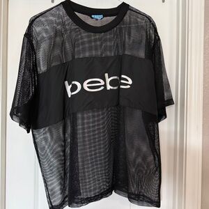 Bebe Black Mesh Short Sleeve Tee